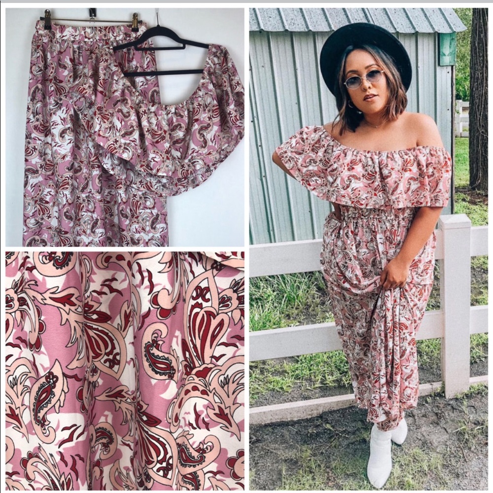 Plussize Paisley Print Skirt Set